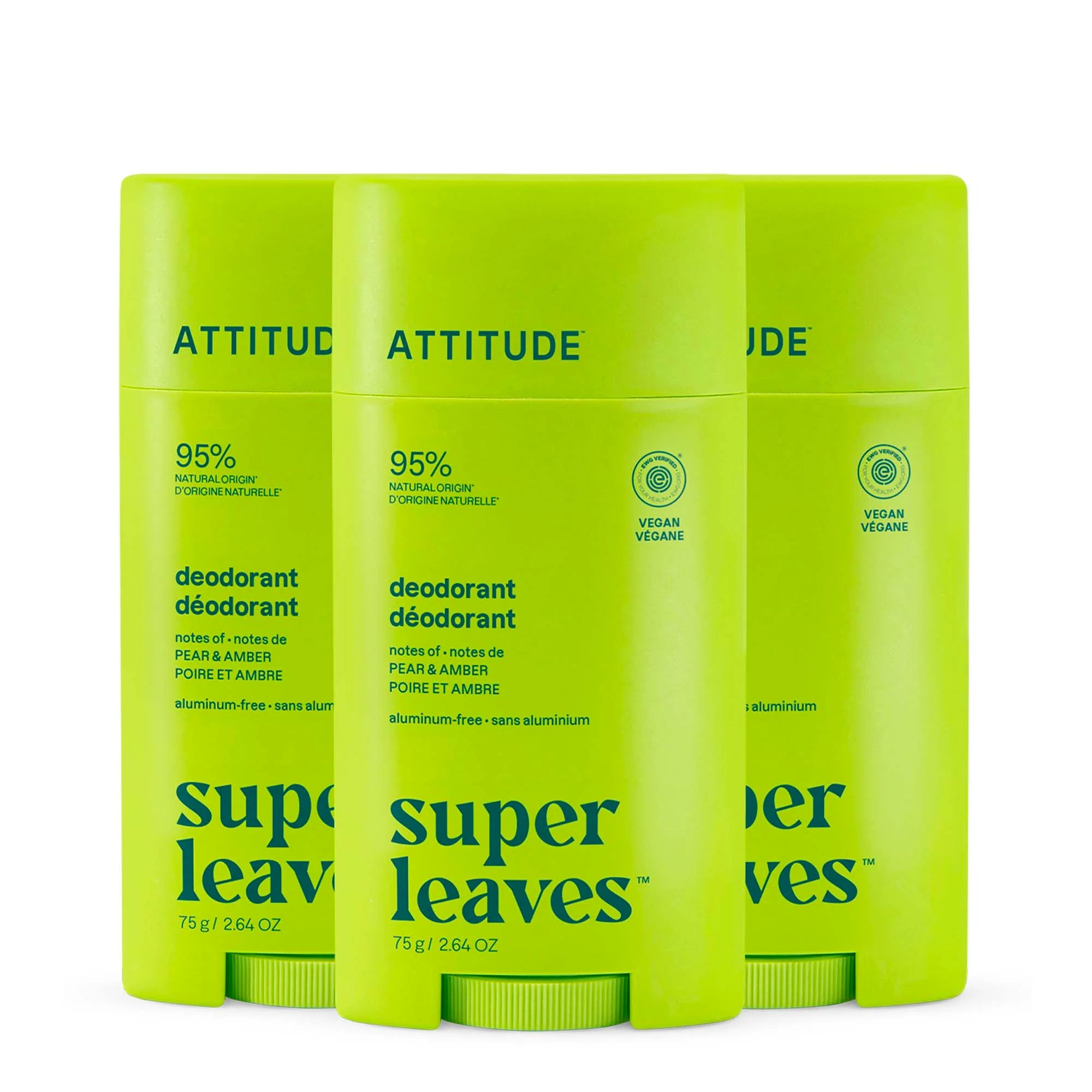 Deodorant 3-pack Pear & Amber-Plastic - 3 x 2.64 OZ.