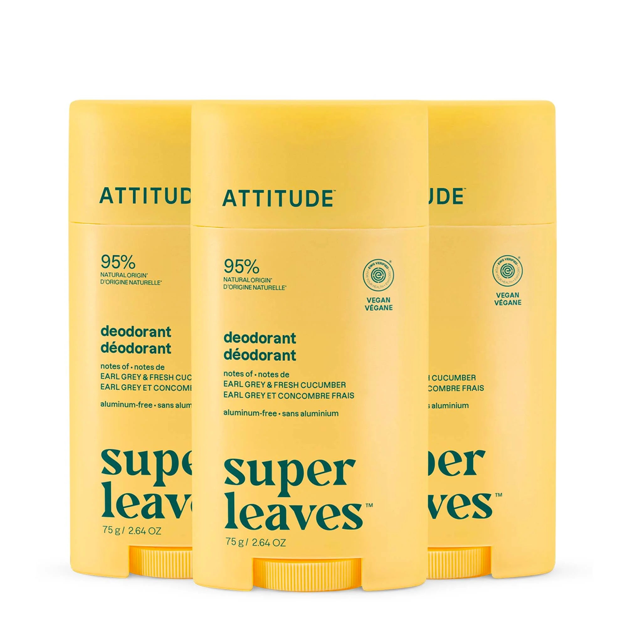 Deodorant 3-pack Earl Grey & Fresh Cucumber-Plastic - 3 x 2.64 OZ.