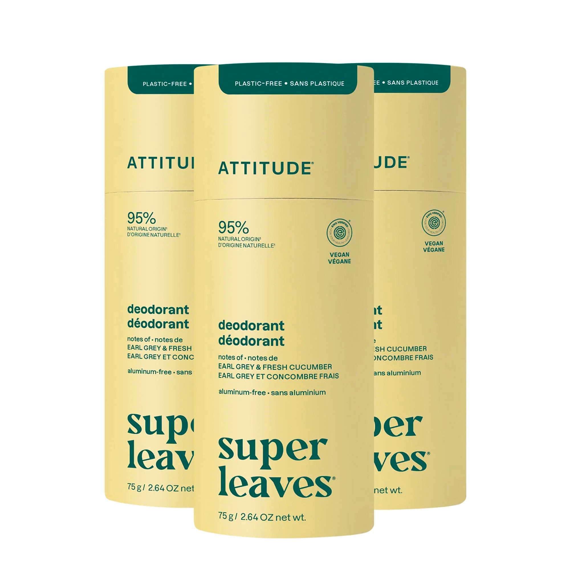 Deodorant 3-pack Earl Grey & Fresh Cucumber-Solid - 3 x 2.64 OZ.