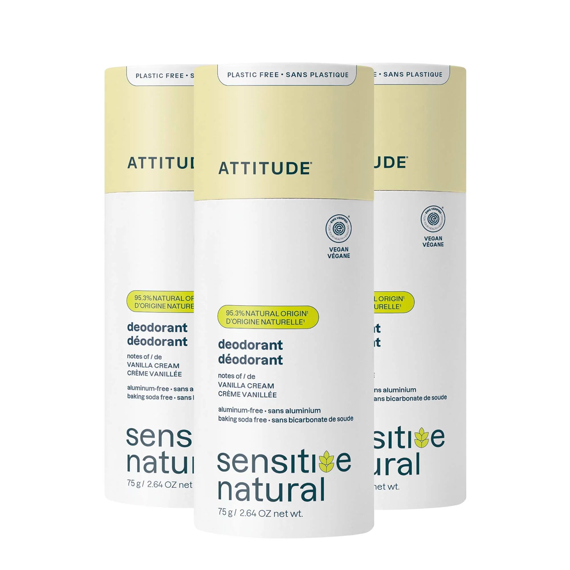 Deodorant 3-pack - Sensitive Skin Vanilla Cream-Solid - 3 x 2.64 OZ.
