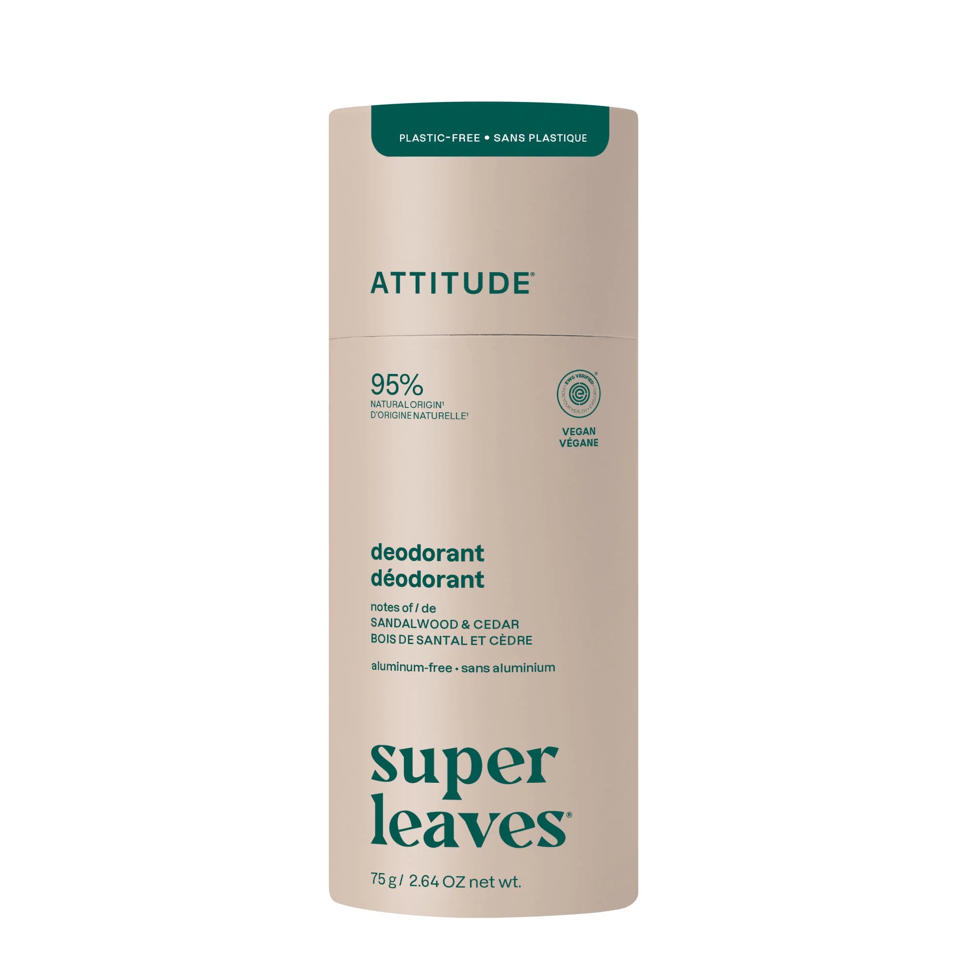 Deodorant - Plastic-free Stick Sandalwood & Cedar-2.64 OZ.